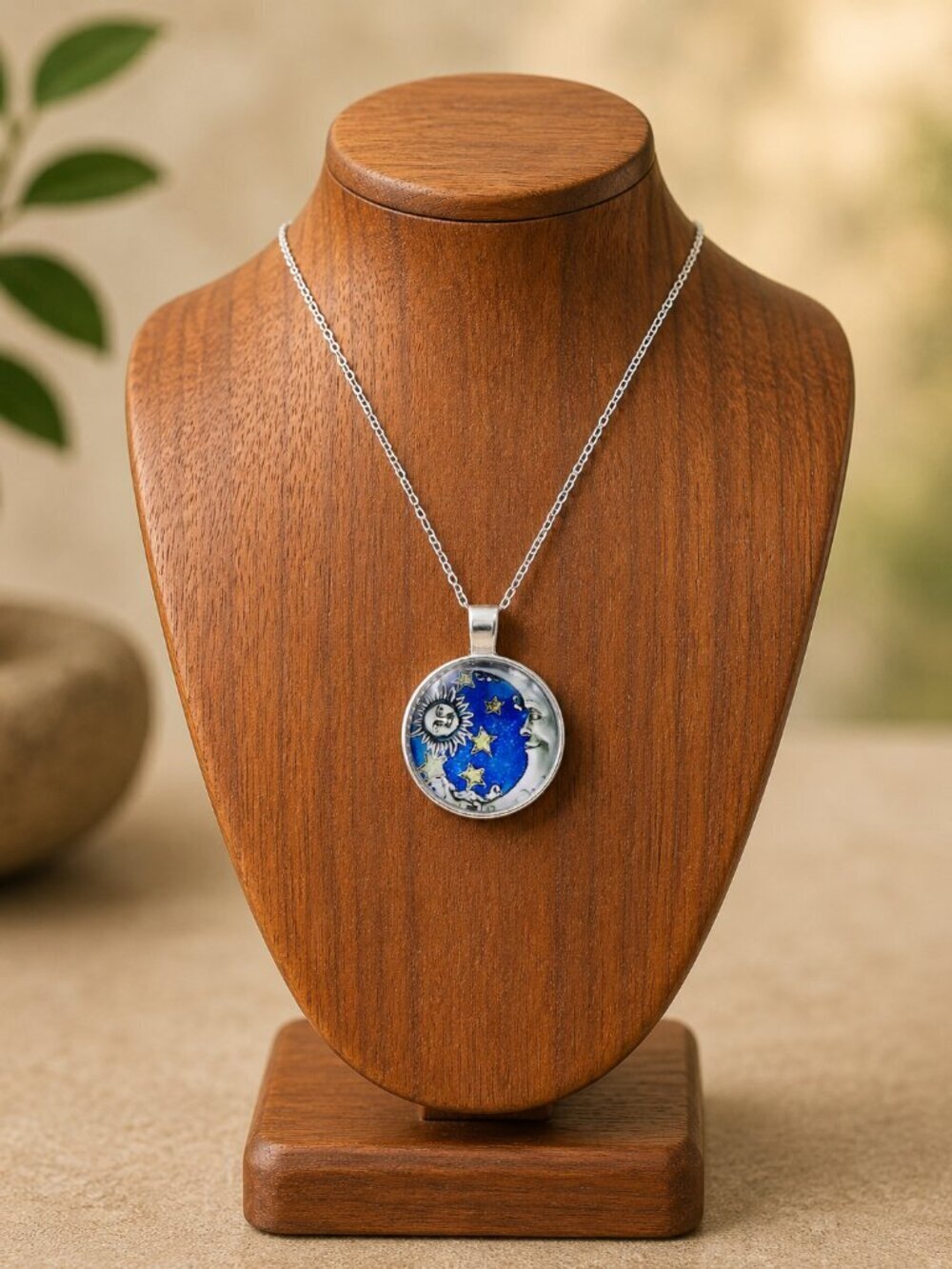 Crescent Moon & Sun Necklace | Celestial Pendant - Picture 4 of 6